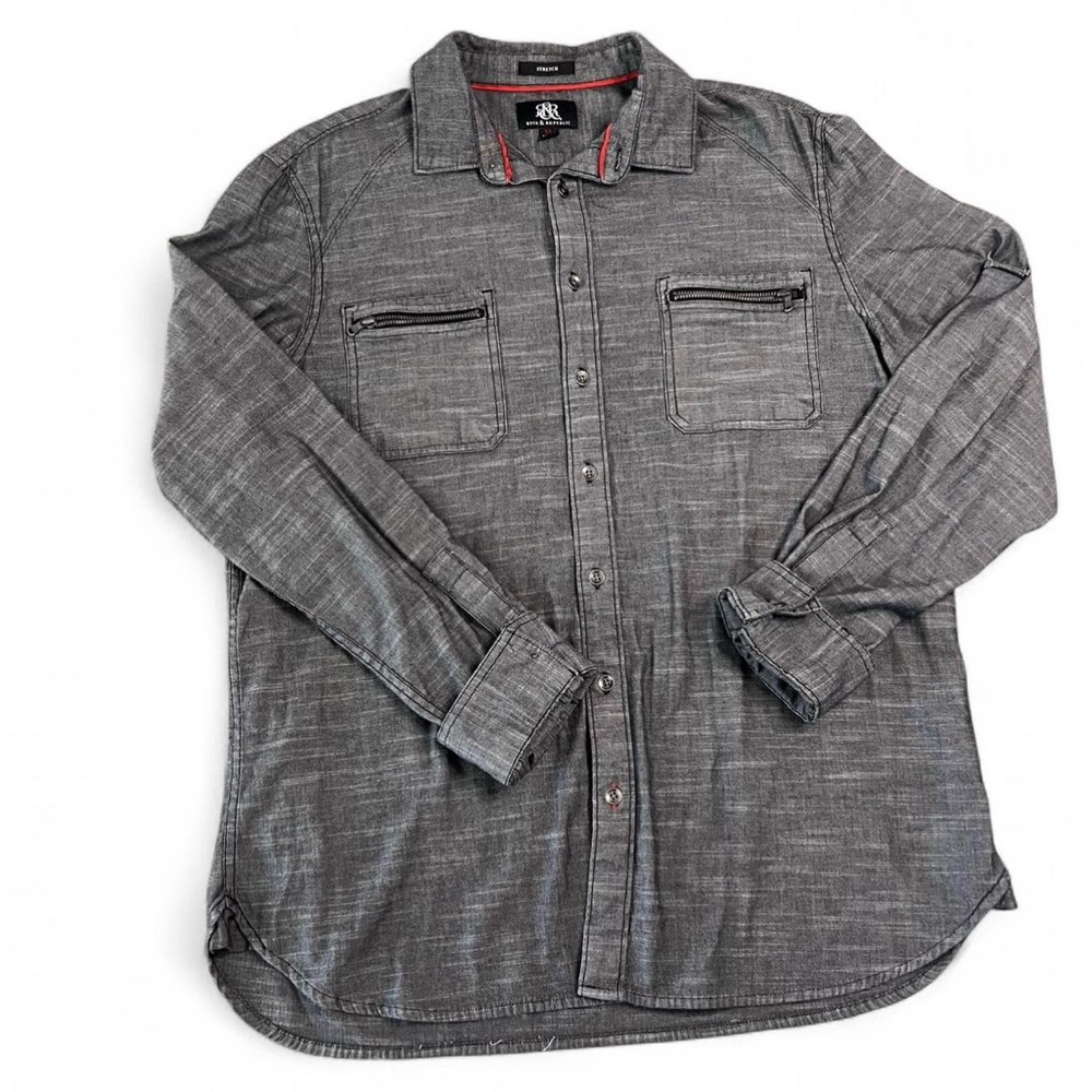 Rock & Republic gray Long‎ Sleeve button down X-Large